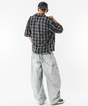 ブラックチェック　モデル：180cm L着用