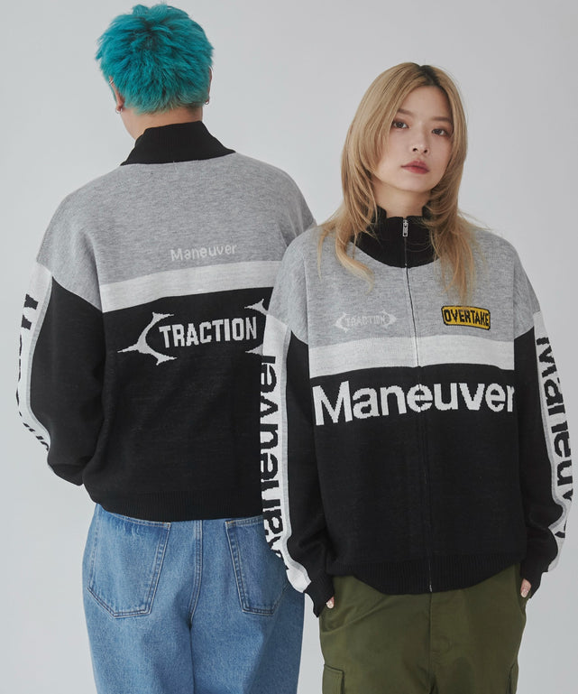 レーシンググラフィックニットブルゾン