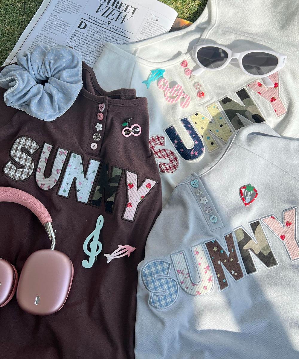 アソートボタンパッチワークロゴTシャツ