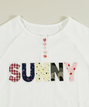アソートボタンパッチワークロゴTシャツ