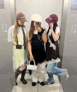 アシメヘムサテンキャミワンピース