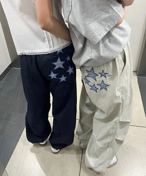 スターパッチタックワイドパンツ