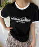 プリントリンガーTシャツ/ブラック モデル：160㎝ F着用