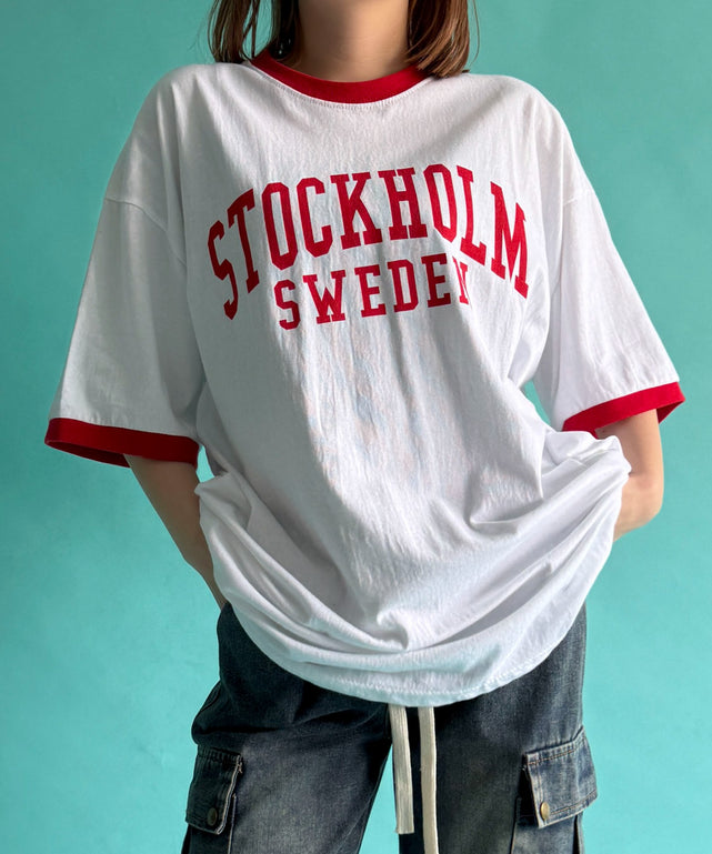 STOCKHOLMリンガーT/ホワイト　モデル:155cm F着用