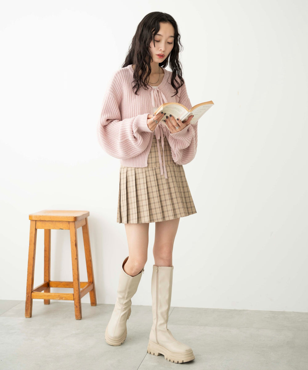 ベージュ系チェック　モデル:161cm M着用