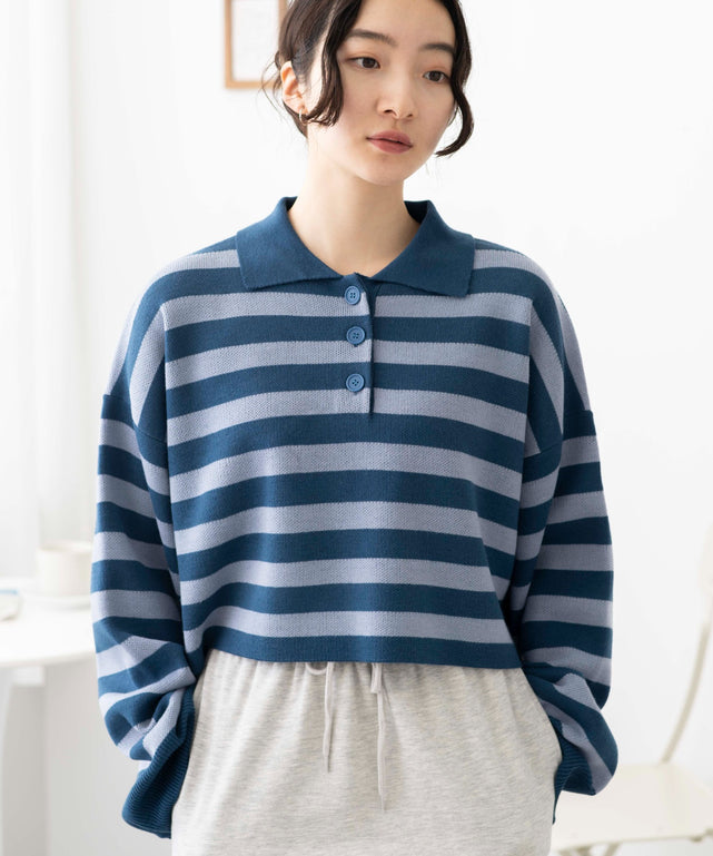 ブルー系ボーダー　モデル:163cm F着用