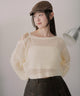 モヘアタッチ2WAYワンショルニット/ホワイトアイボリー モデル：163cm F着用