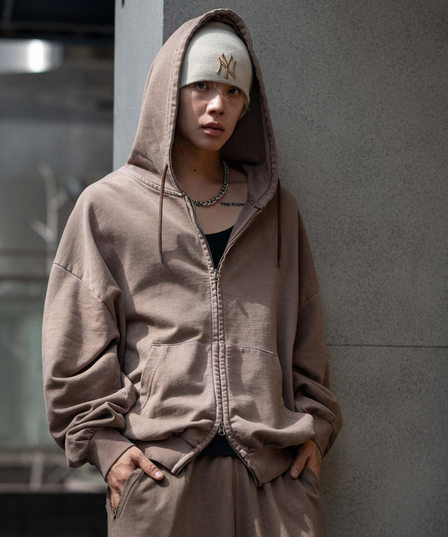 バルーンBIGダブルZIPパーカー/ブラウン モデル：175cm L着用