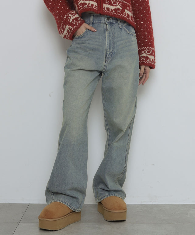 デニム淡加工　モデル：163cm M着用