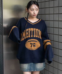 フラッフィーVネックニットBIGプルオーバー