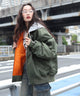 2WAYフードパファーMA－1/カーキ　モデル：161cm L着用