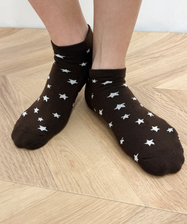 ミニスター総柄ショートソックス(25-27cm)/ブラウン