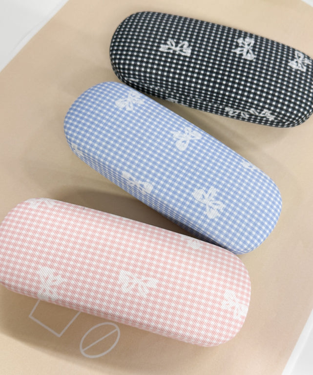 リボンパターンチェックアイウェアケース