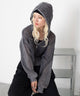 ハトメメッシュニットショートパーカー/スミクロ　モデル：166cm F着用