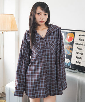 ブラウンチェック１　モデル：159cm F着用