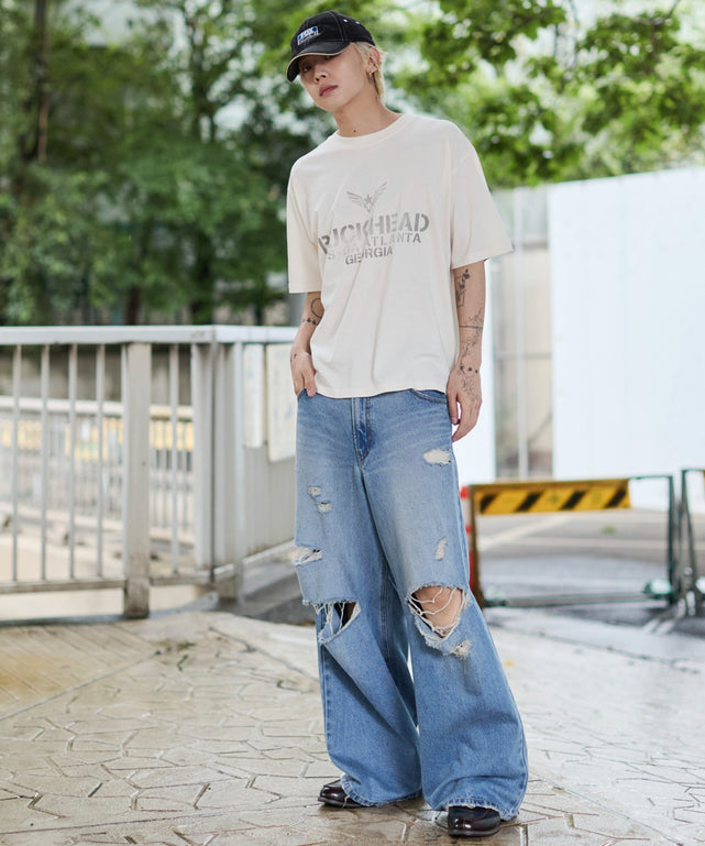 デニム淡加工 モデル：175cm L着用