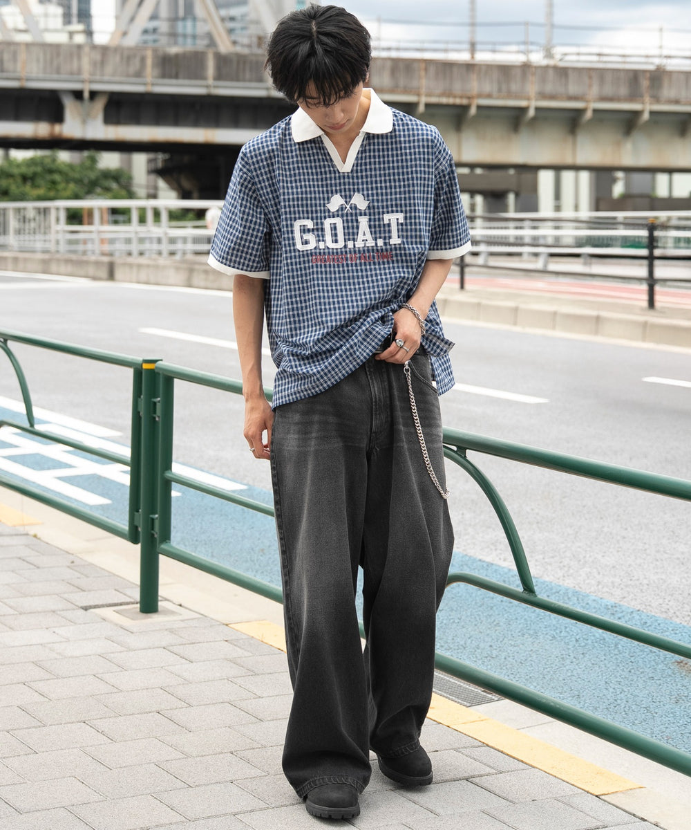 ブルーチェック1 モデル：180cm L着用