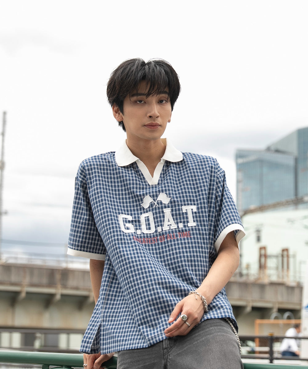 ブルーチェック1 モデル：180cm L着用