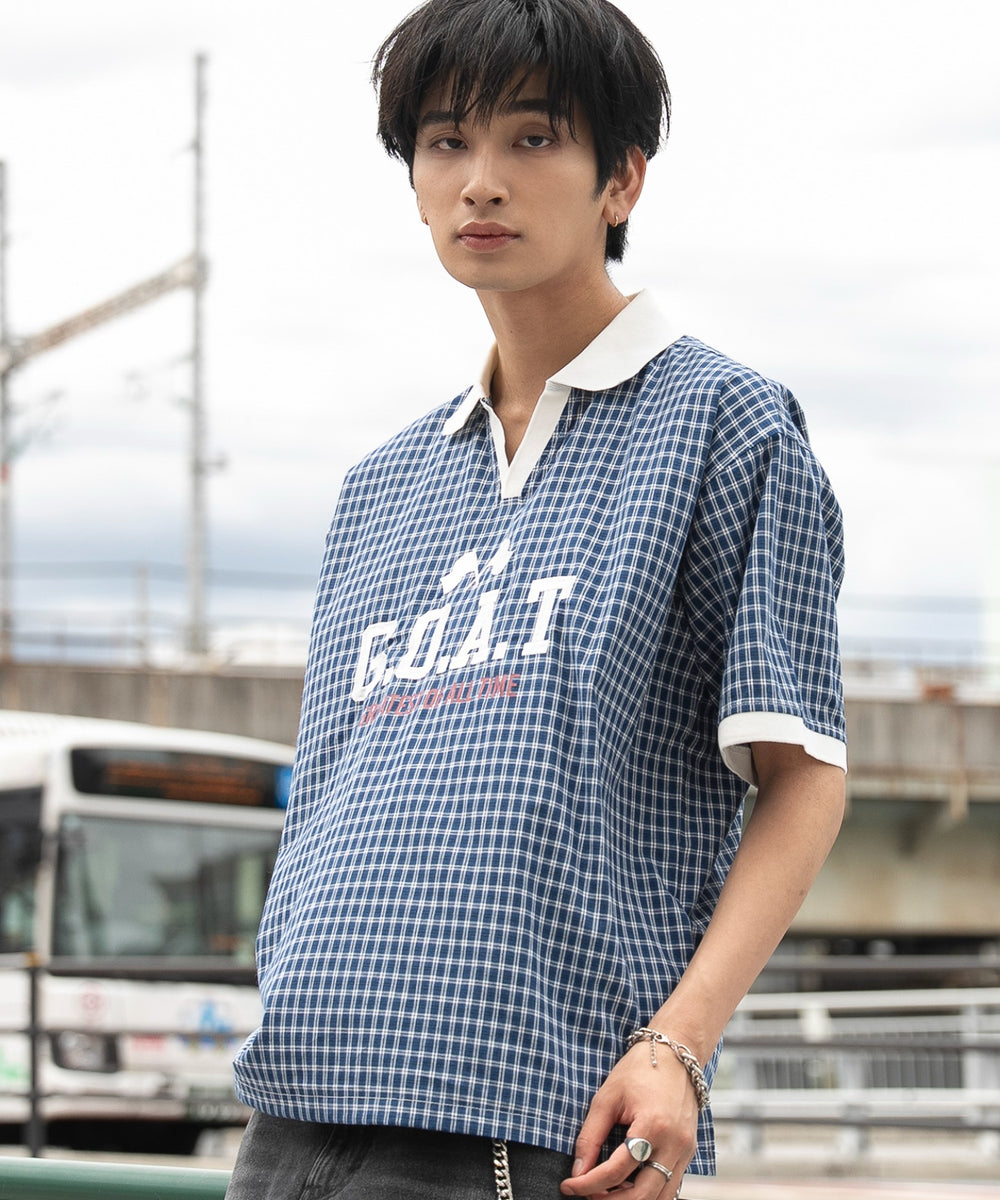 ブルーチェック1 モデル：180cm L着用