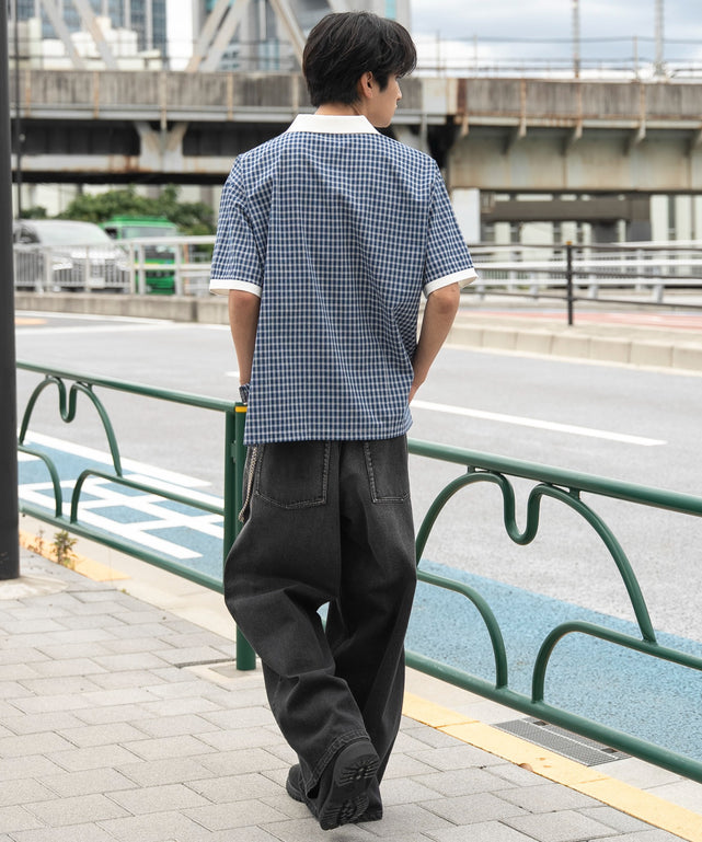 ブルーチェック1 モデル：180cm L着用