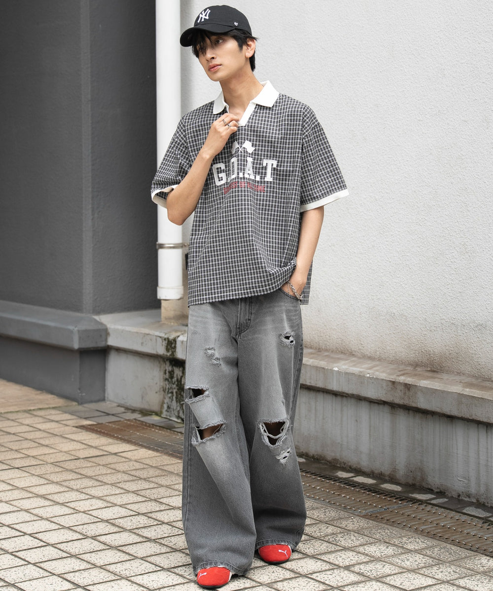 ブラックチェック1 モデル：180cm L着用