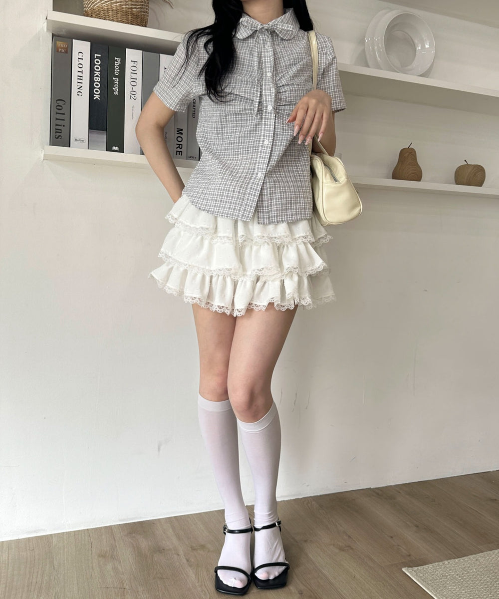 ホワイトチェック1　モデル：155cm F着用