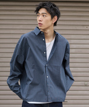 ブルーチェック1 モデル：181cm L着用