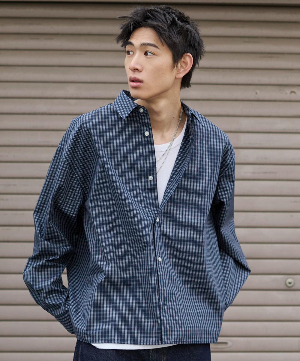 ブルーチェック1 モデル：181cm L着用