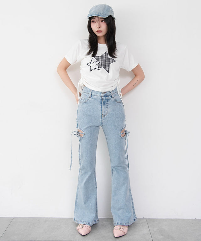 デニム淡加工　モデル：159cm M着用