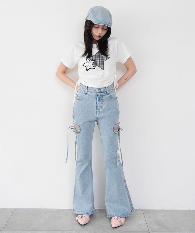 デニム淡加工　モデル：159cm M着用