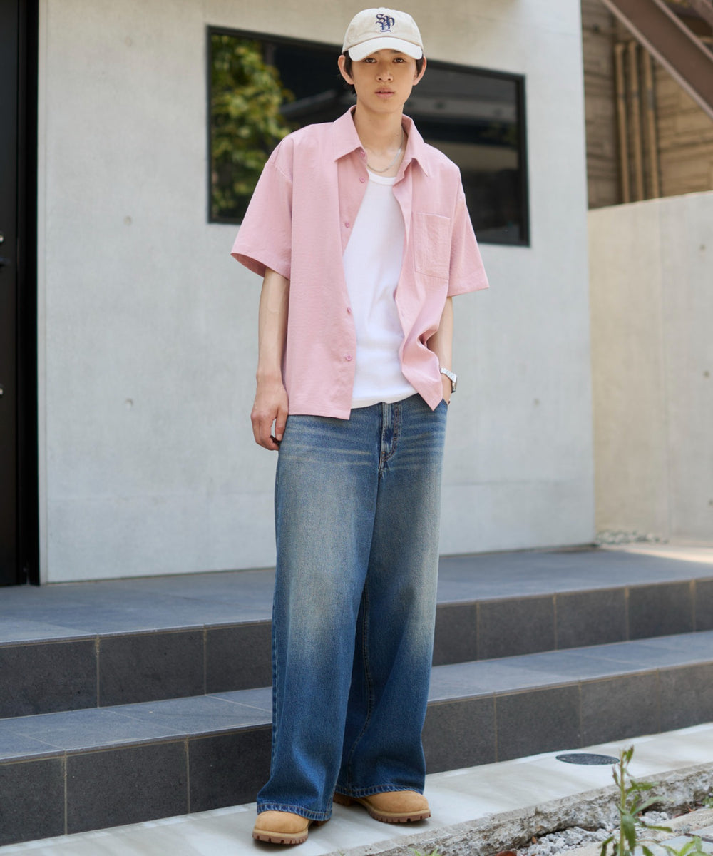 デニム中濃加工 モデル：181cm L着用