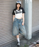 デニム中濃加工モデル：159cm S着用