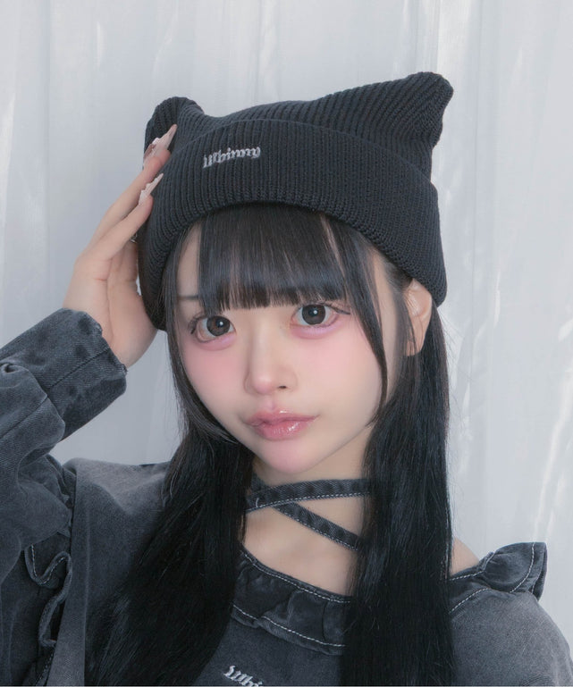 くつろぎねこパンチ帽/ブラック