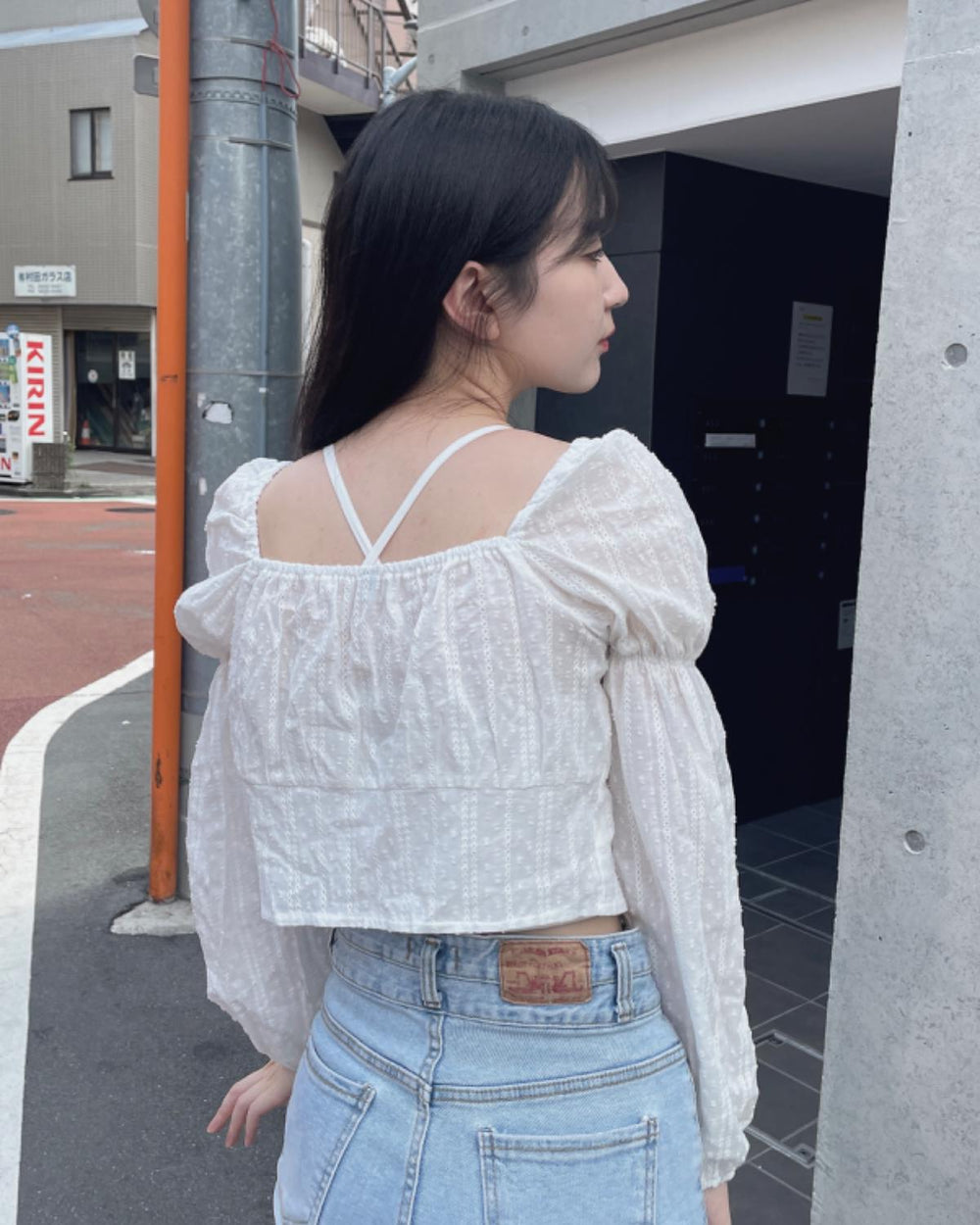 フロントリボンブラウス
