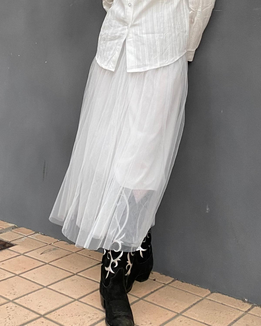 チュールロングスカート