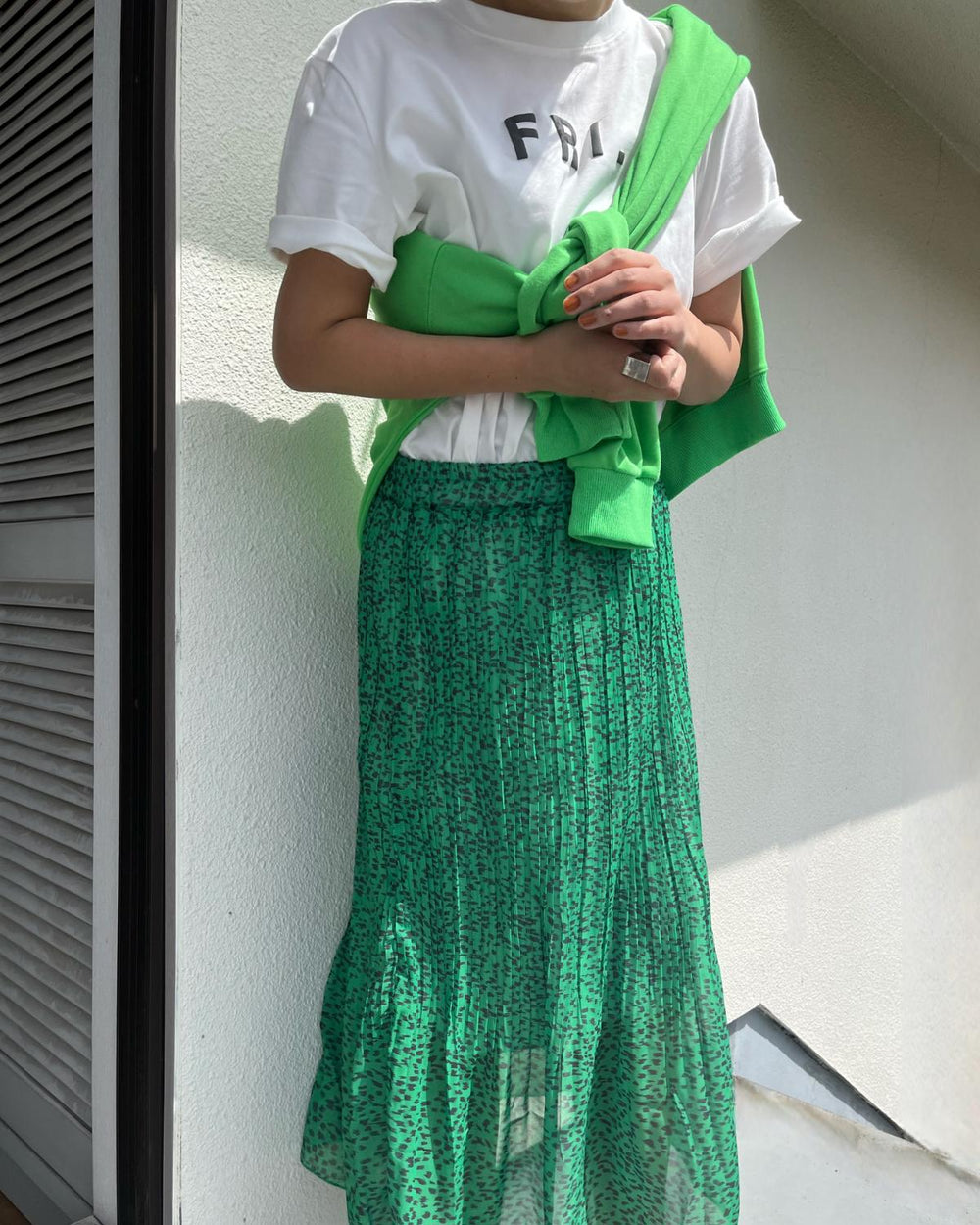 レオパードプリーツロングスカート