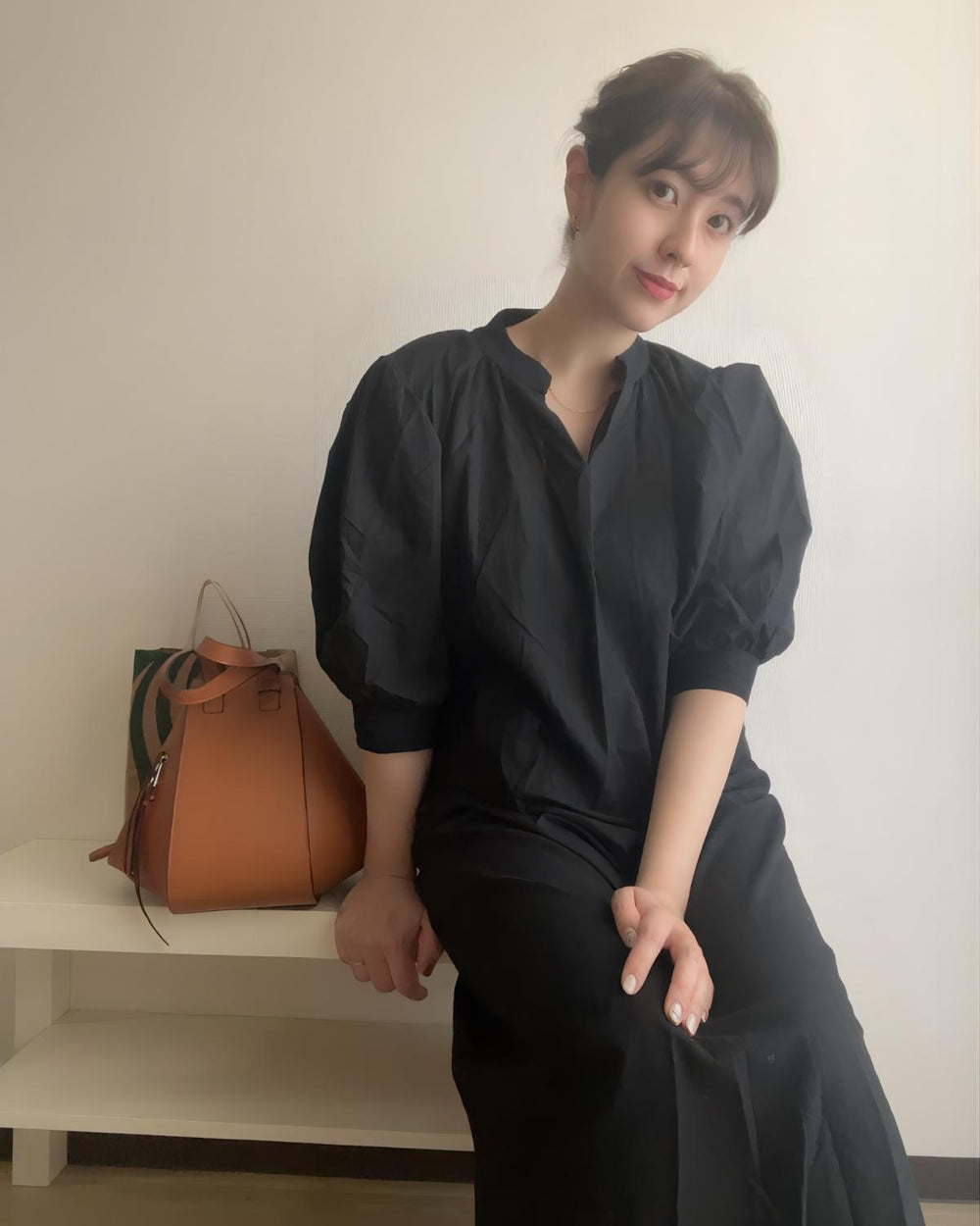 キーネックロングワンピース
