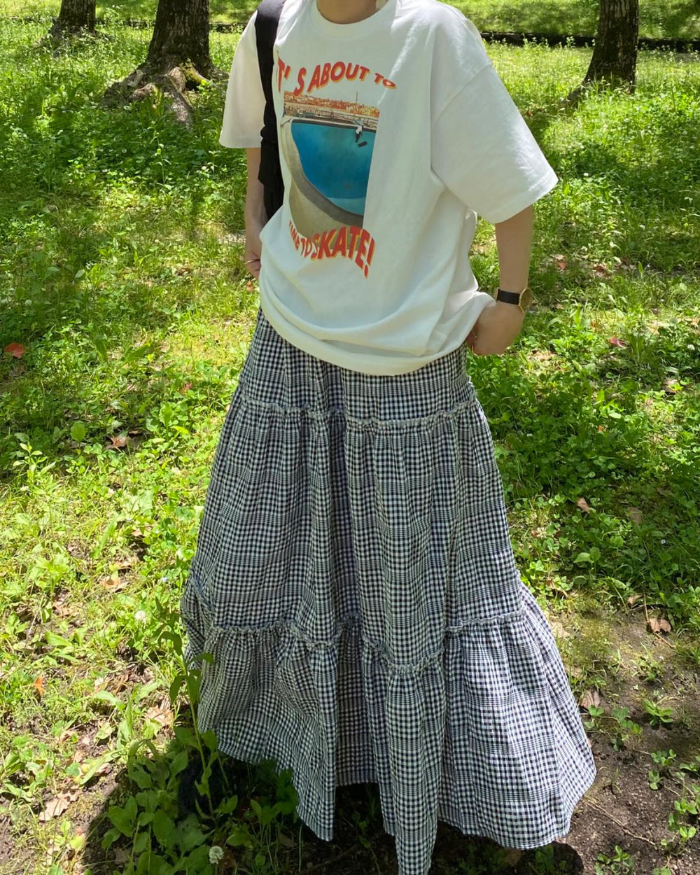 チェックティアードマキシスカート