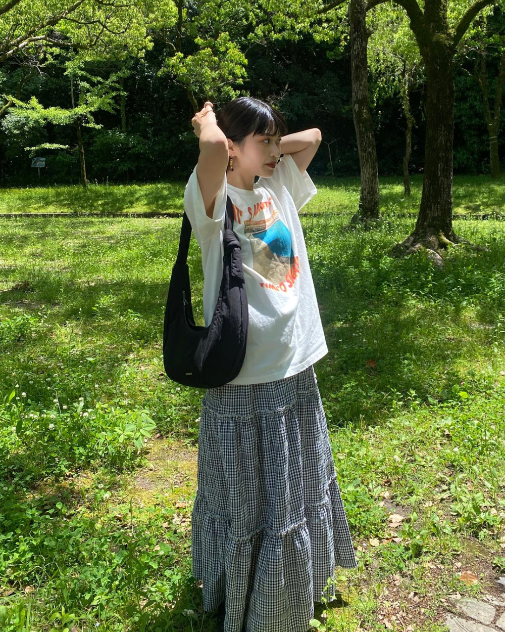 チェックティアードマキシスカート