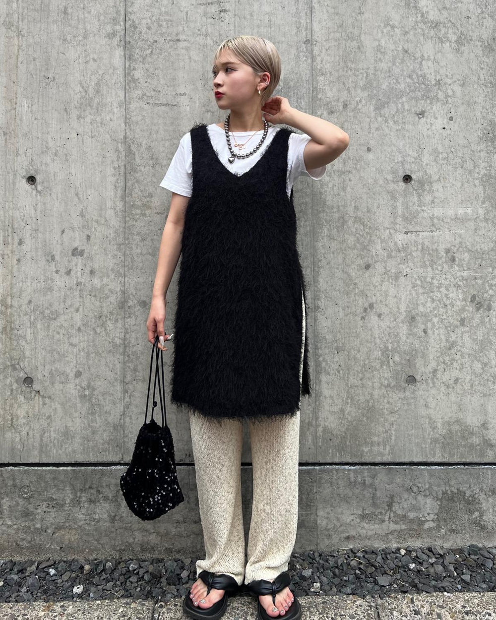 アサタッチミックスニットパンツ