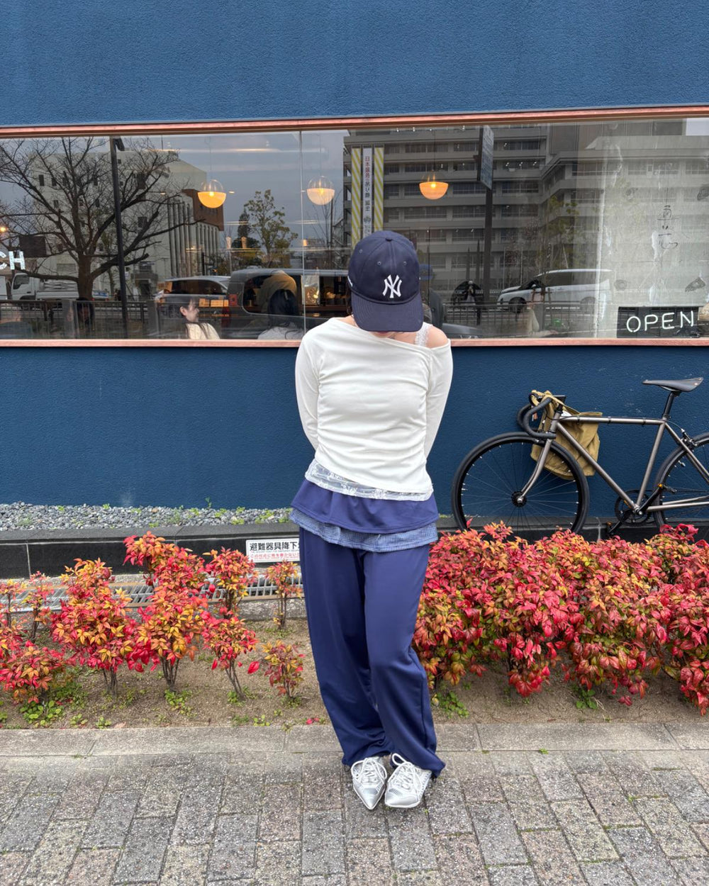 チェックフリルレイヤードスウェットパンツ