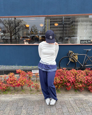 チェックフリルレイヤードスウェットパンツ