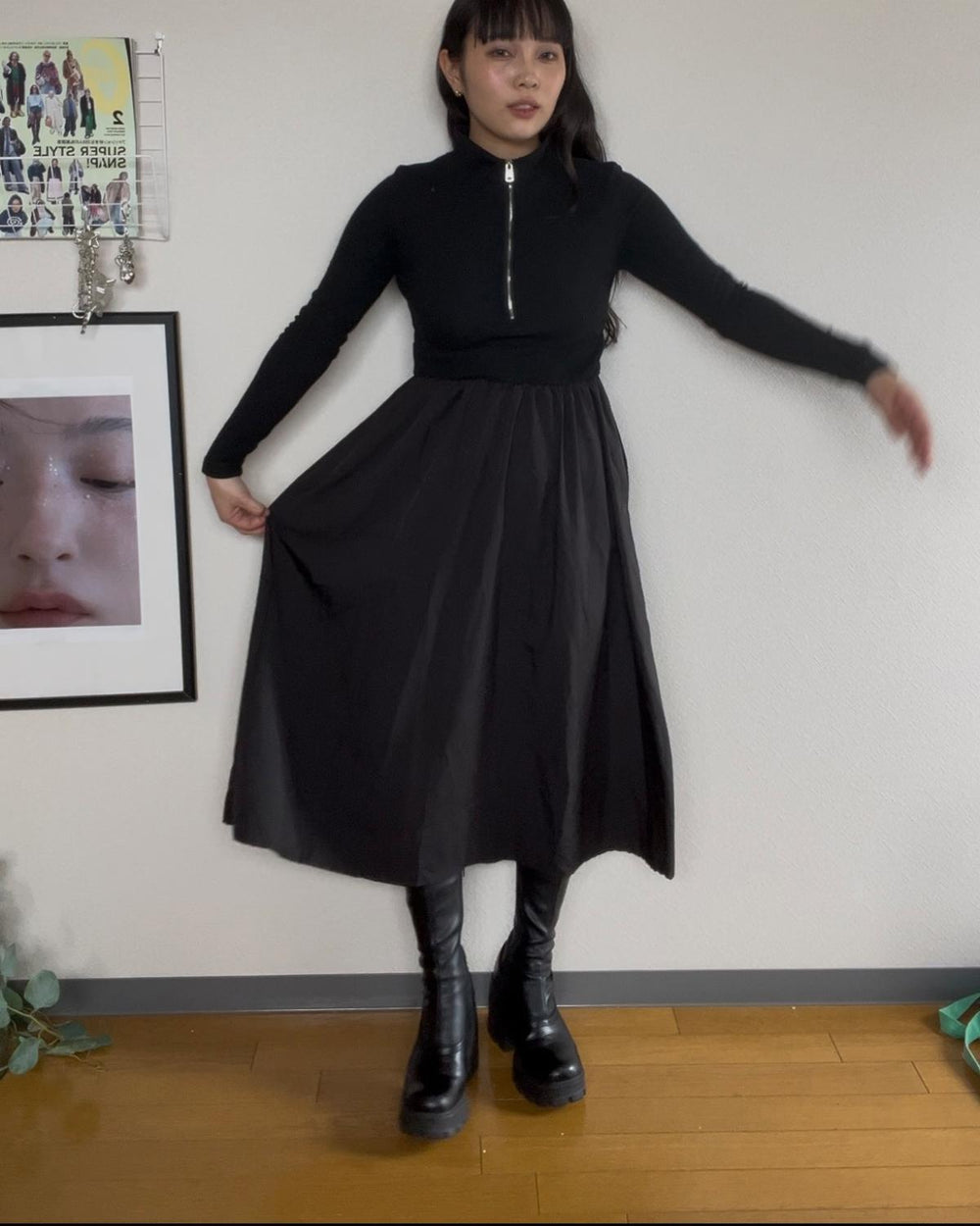 フロントチャックワンピース