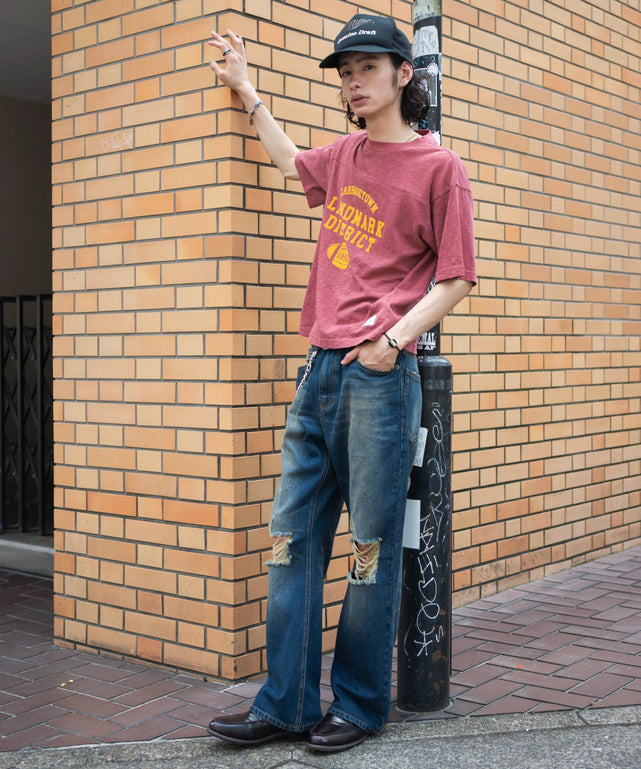 デニム中濃加工 モデル：182cm L着用